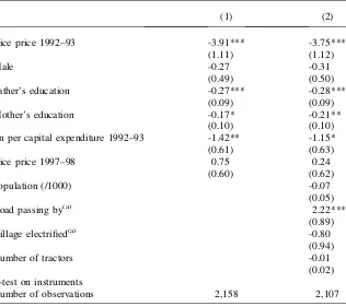 Table 3First Stage Estimates, Dependent variable: Labor Hours in 1992–93