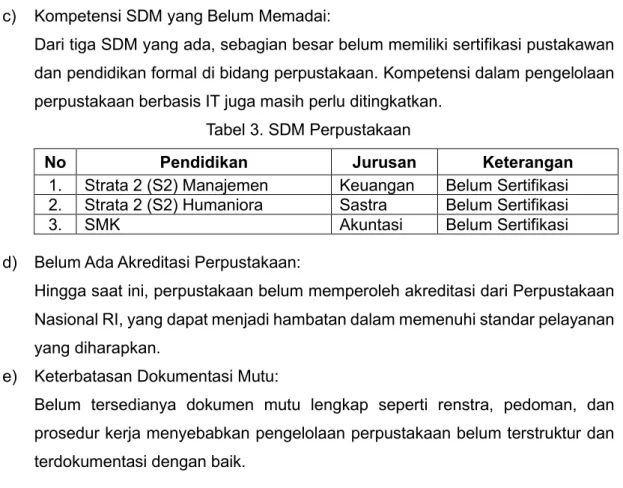Tabel 3. SDM Perpustakaan 