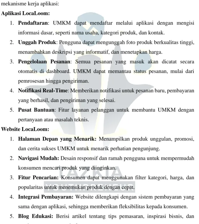 Tabel 2.1 Fitur Produk 1 