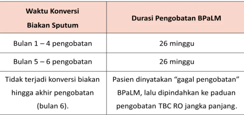 Tabel 6.5 Durasi Pengobatan BPaLM