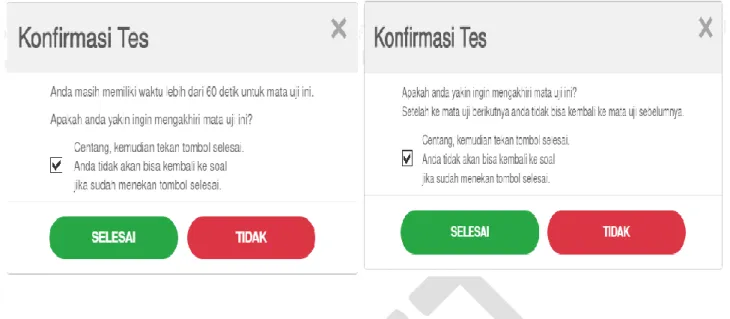 Gambar 7 Computer Based Test (CBT): Notifikasi Ingin mengakhiri tes 