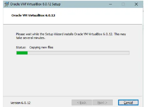 Gambar 15 INSTALASI VIRTUAL BOX: Progress Bar Instalasi Virtual Box. 