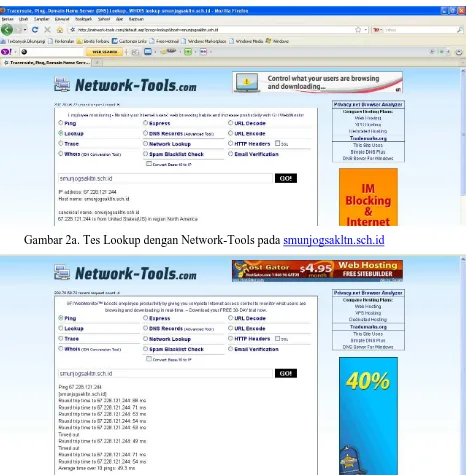 Gambar 2a. Tes Lookup dengan Network-Tools pada smunjogsakltn.sch.id 