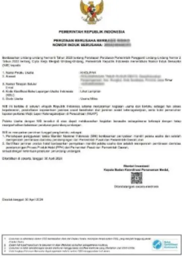 Tabel 4.3 Data Pedagang Terdaftar NIB 