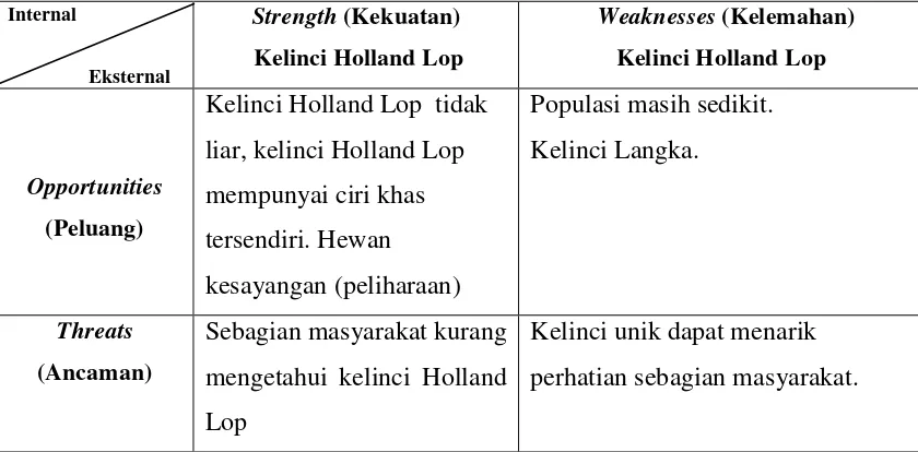 Tabel II.2 Strategi Analisis SWOT 