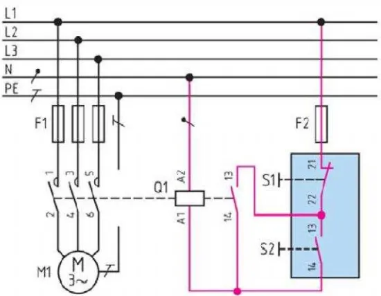 Gambar 15. Rangkaian daya dan kontrol motor  menggunakan 1 MC.
