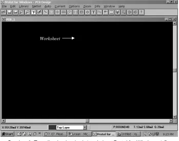 Gambar 6. Tampilan lembar kerja/worksheet Protel for Windows 1.5 