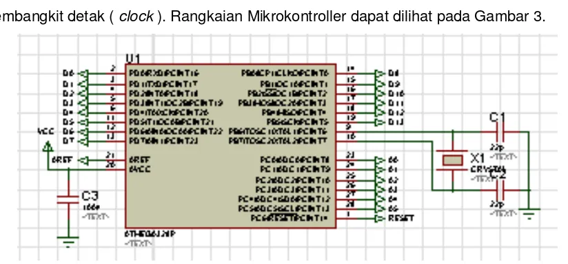 Gambar 3. Rangkaian Mikrokontroller Atmega8 