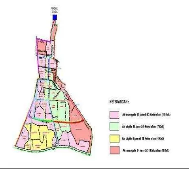 Gambar 3.2  Peta distribusi dan sumber air kota bandung bagian tengah selatan 