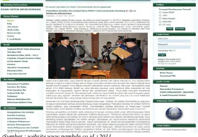 Halaman utama pada Gambar 3.5 website PDAM Tirtawening Kota Bandung 