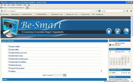 Gambar 1. Halaman depan e-learning BeSmart UNY  