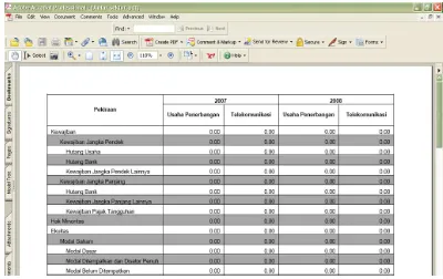 Gambar 4.5 Tampilan Data Dalam Format PDF Untuk Modul Komparasi Time Series Antar Sektor 