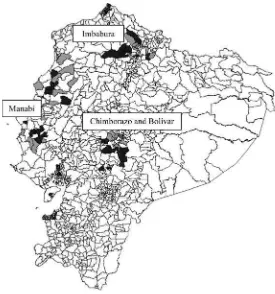 Figure 1Treatment and comparison parroquias in the estimation sample