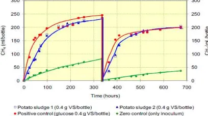 Figure 3. Methane production potential of potato sludge (at 37 °C). 