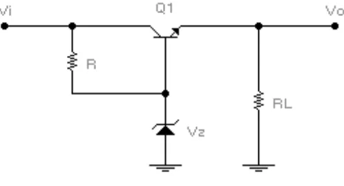 Gambar 2. Rangkaian regulator seri 1 transistor 