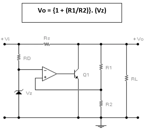 Gambar 5. Regulator tegangan paralel 1 transistor 