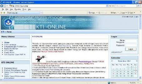 Gambar 3. Tampilan halaman depan Sistem KTI online 