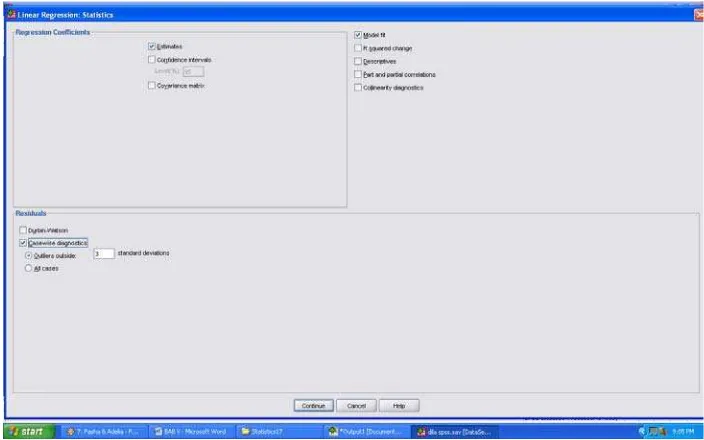 Gambar 5.6 Kotak dialog Linier Regression Statistik 