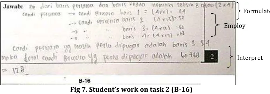 Fig �. Student’s work on task � (B-16) 