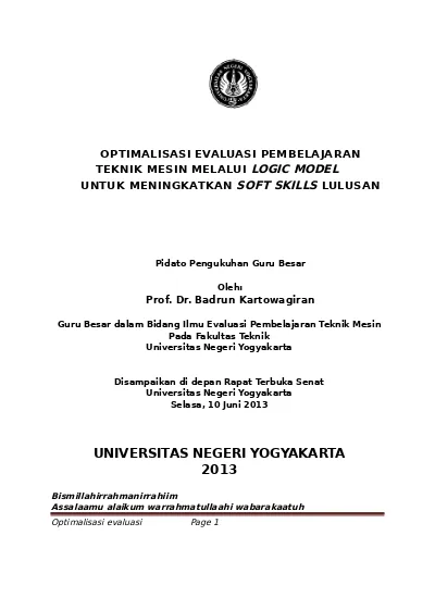 Optimalisasi Evaluasi Pembelajaran Teknik Mesin Melalui Logic Model