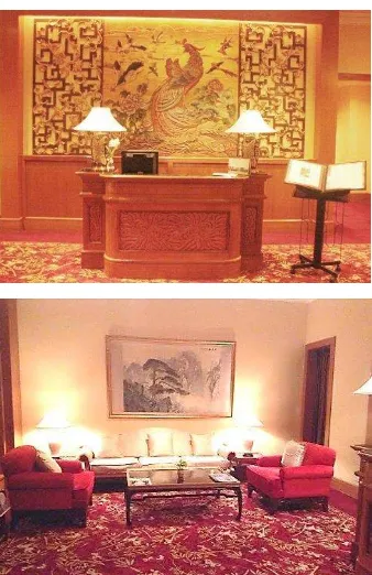 Gambar 15. Elemen pembentuk ruang menimbulkan irama dan  makna  pada interior Shang Palace pada interior area makan Vip  