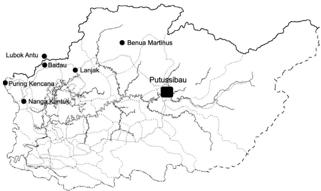 Figure 2 Border towns in the Kapuas Hulu district.