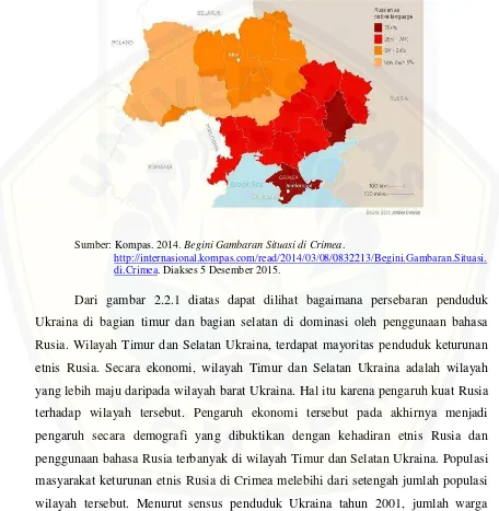 Gambar 2.2.1 Peta Sebaran Penduduk Ukraina Berbahasa Rusia dan 