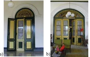 Gambar 18 a) Pintu Jenis Pertama b) Pintu Jenis Kedua pada Rumah Tinggal Keluarga Ko Som Ien  