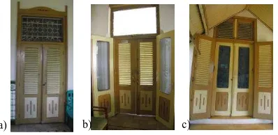 Gambar 20a) Pintu Jenis Pertama b) Pintu Jenis Kedua pada Rumah Tinggal Keluarga Ko Kwat Ie  