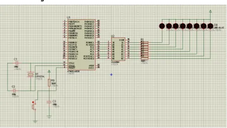 Gambar 1. Rangkaian Atmega8535 dengan LED