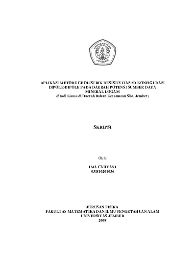 APLIKASI METODE GEOLISTRIK RESISTIVITAS 2D KONFIGURASI DIPOLE-DIPOLE ...