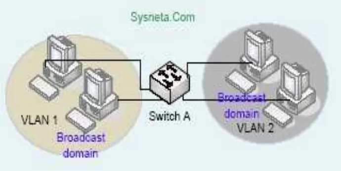 Gambar 4.2 Switch Tunggal dengan Dua Broadcast Domain 