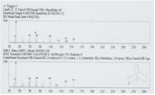 Gambar 12. Spektrum massa dengan waktu tambat (Rt) 9,092 menit 