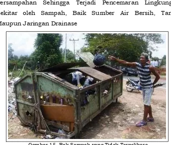 Gambar 14.  Sistem Pengangkutan Sampah yang Tidak Berjalan Baik  Sehingga Terjadi Penumpukan Sampah di TPS 