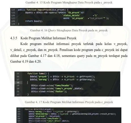 Gambar 4. 17 Kode Program Melihat Informasi Proyek pada c_proyek 