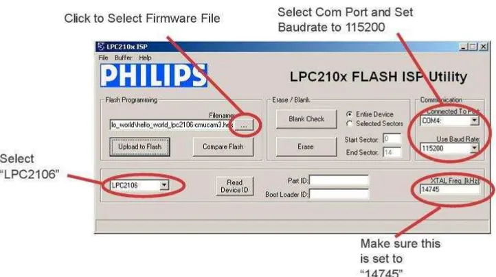 Gambar 2.36 Setting parameter LPC210x ISP 