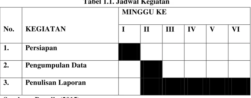 Tabel 1.1. Jadwal Kegiatan 