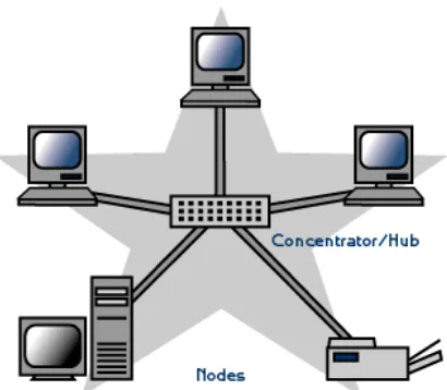 Gambar 2.6 beberapa komputer yang terhubung melalui hub/switch 