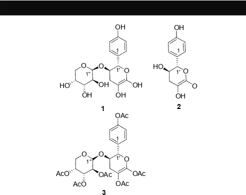 Figure 1: Aromatic glycosides isolated from D. rigidula rhizome. Compound 3 was obtained from acetylation of 1