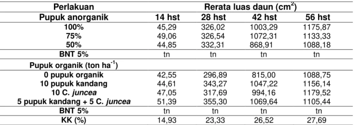 Tabel  2  Rerata  bobot  kering  total  tanaman  (g)  akibat  perlakuan  pupuk  anorganik  dan  pupuk  organik pada berbagai umur pengamatan