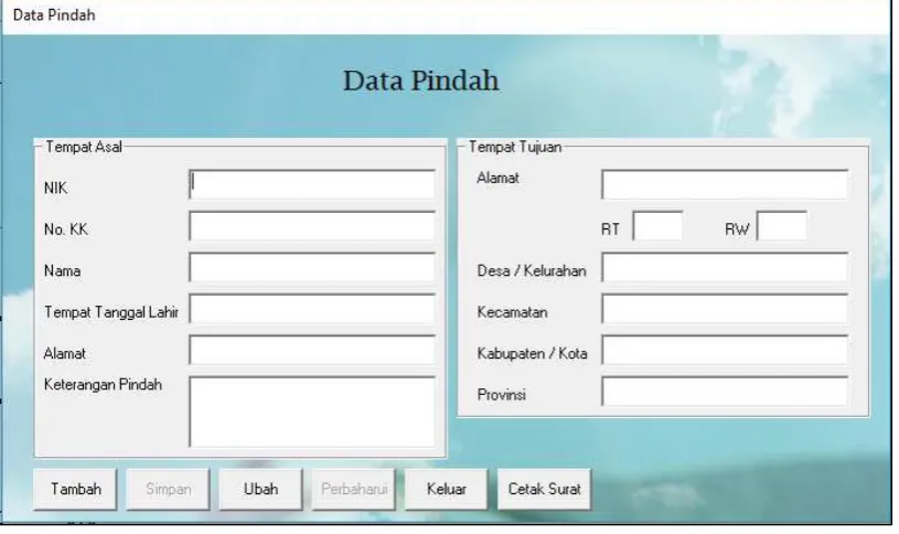 Gambar 3. Interface form data pindah 