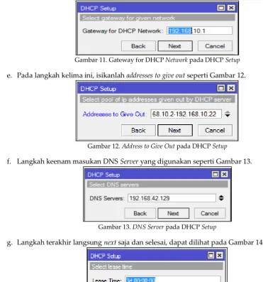 Gambar 12. Address to Give Out pada DHCP Setup 