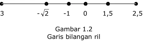 Gambar 1.2 Garis bilangan ril 