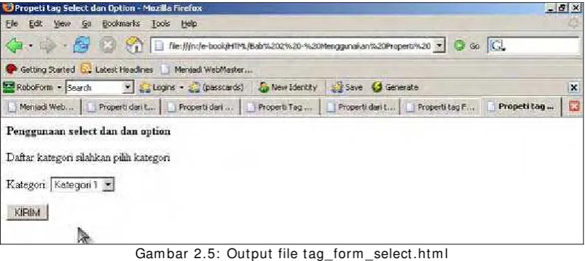 Gambar 2.5:  Output file tag_form_select.html 