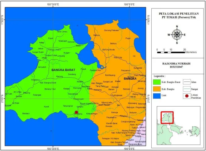 Gambar 1. Peta lokasi rencana penambangan PT Timah (Persero) Tbk, Kabupaten Bangka Barat 