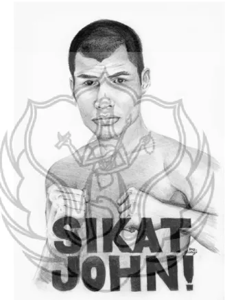 Gambar sketsa wajah Chris John. 