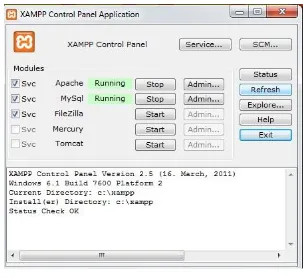 Gambar 2.2 XAMPP control panel application 