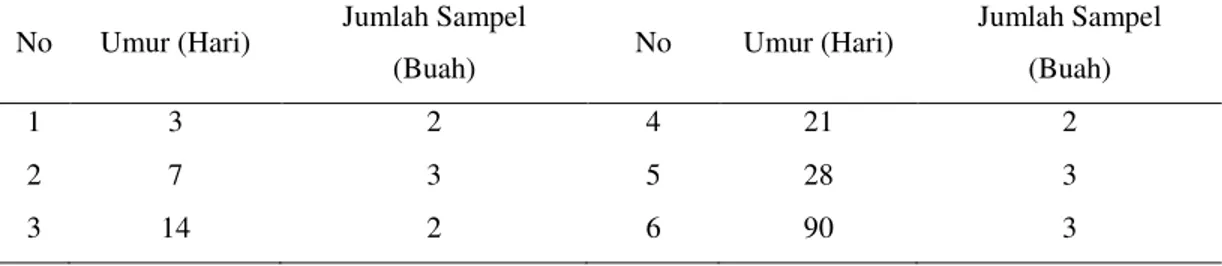 Tabel 8. Jumlah Sampel Uji Mortar