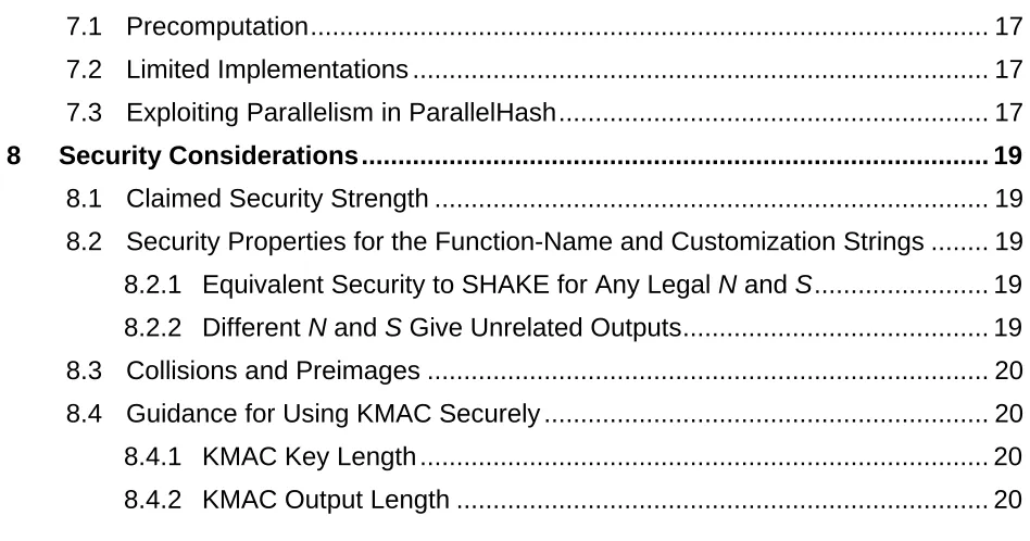 Table 1: Equivalent security settings for KMAC and previously standardized MAC algorithms ......................................................................................................