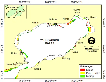 Gambar 1.Peta habitat perairan dangkal lokasi penelitian. 